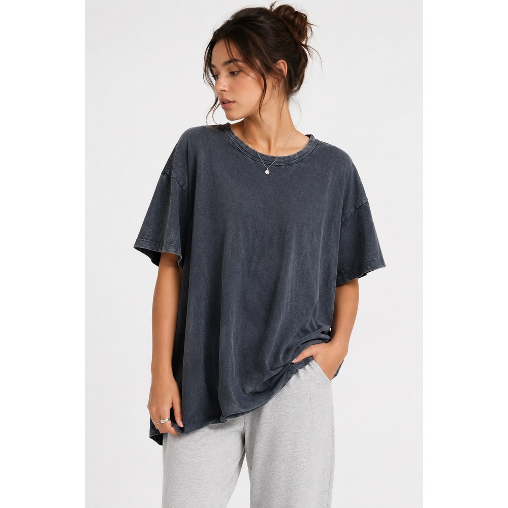 Aerie Oversized T Shirt Women XL Washed Black Mineral Wash Boyfriend Lounge Tee